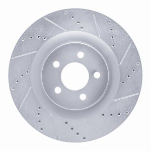 Chrysler 300 Brake Rotor (1) - Front Right - R1 Concepts - Drilled & Slotted - Silver - `05-`23
